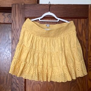 American Eagle Full Tiered Skater Skirt Yellow Eyelet Size XL